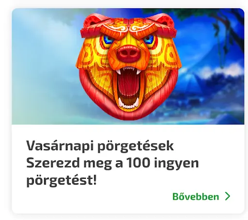 Vasárnapi 100 ingyen pörgetés ajánlat